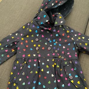 London Fog Girls Jacket Navy Blue Rainbow Hearts 3T